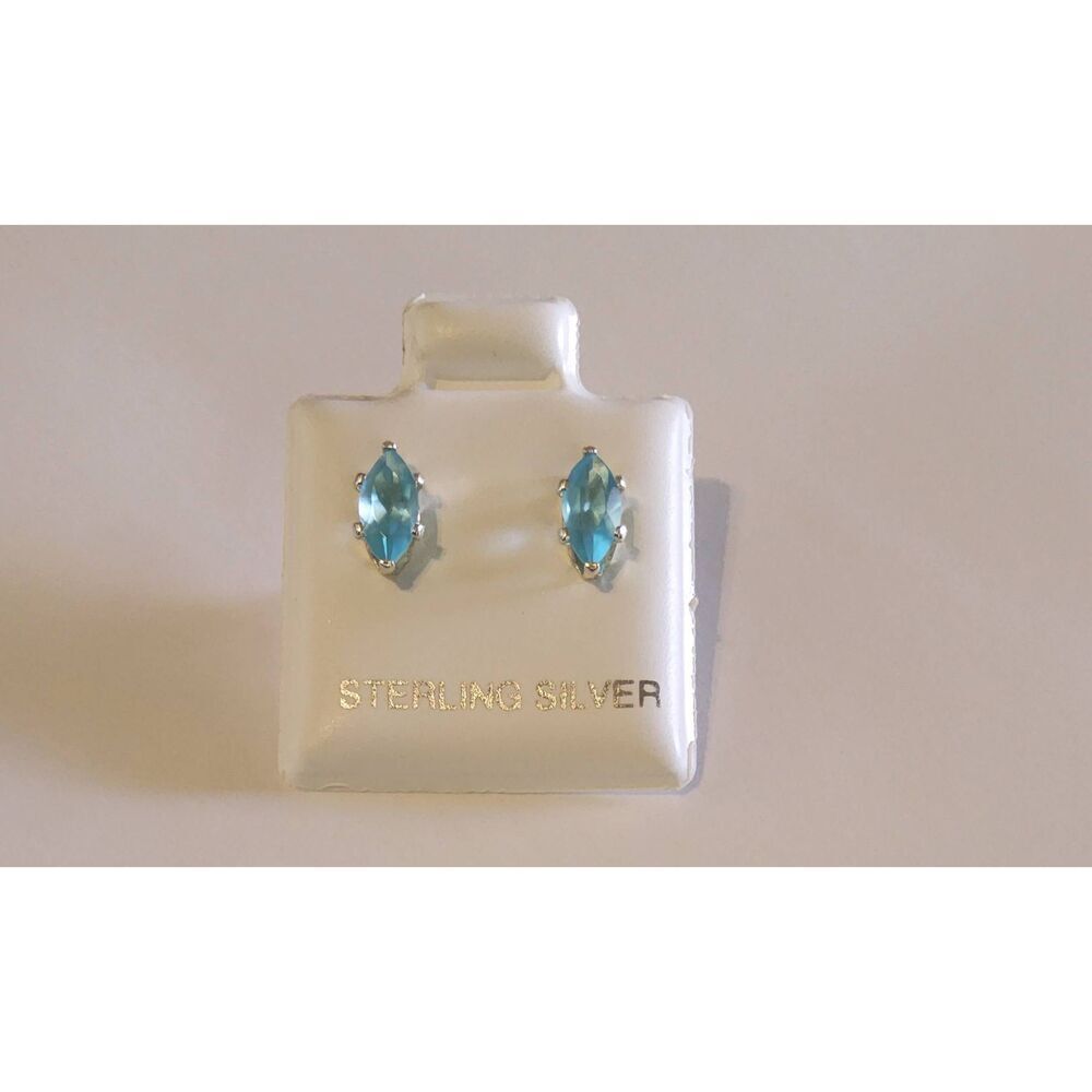 Pretty 1/2 Ct. Marquise Cut Lab Created Blue Topaz Gemstone Stud Earrings